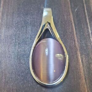 Elegant‎ Sterling Silver Oval Purple Cat's Eye Pendant Birthday Anniversary